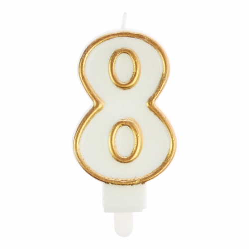 Number 8 Candle Gold